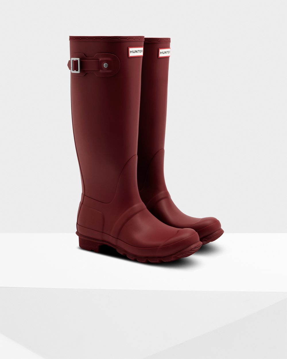 Botas de Lluvia Altas Hunter Mujer - Original - Grises Rojos - MOXHPFT-42